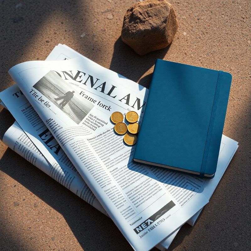 Financijski dnevnik, euro kovanice i bilježnica na kamenoj podlozi